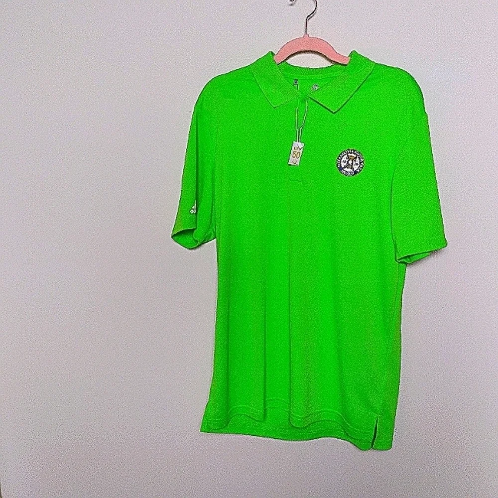 Adidas Golf Neon Green UPF 50 Performance Polo Shirt Size Medium New - Picture 1 of 9